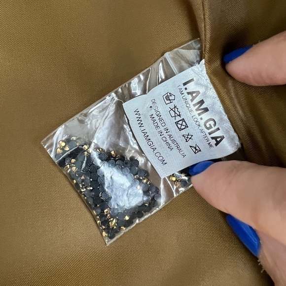 I.AM.GIA Mariah Rhinestone Encrusted Structured Blazer Jacket Gold NEW with tags - Picture 11 of 16